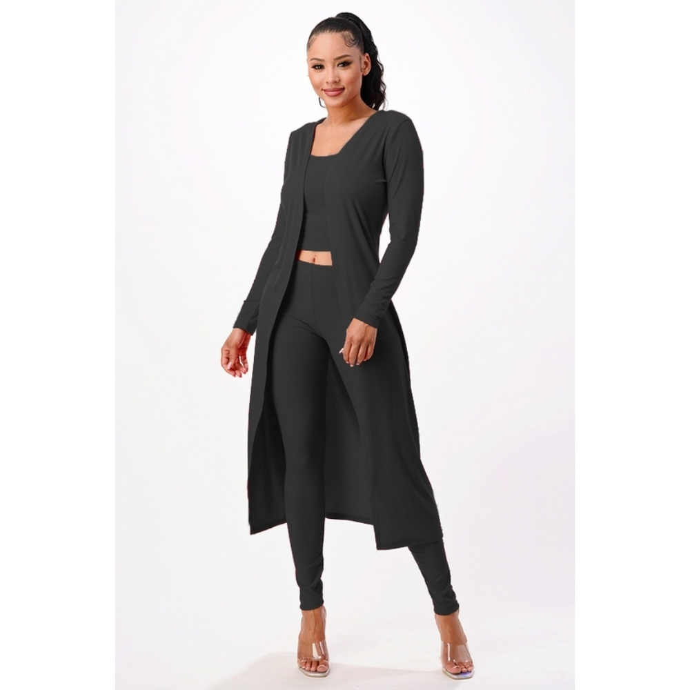 **LAST ONE** 3 Piece Ribbed Tank Top Cardigan Set